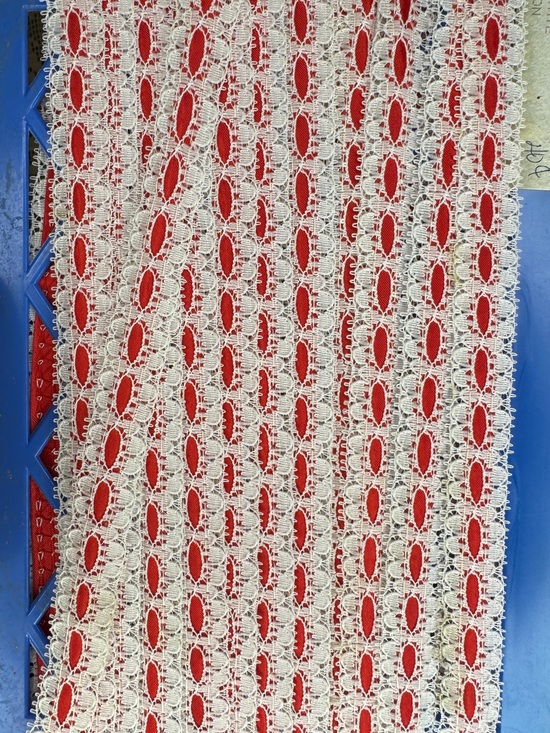 Other - Vtg Red White Threaded Lace Ribbon Trim New Old Stock 7 yds Cottage Grandma Core